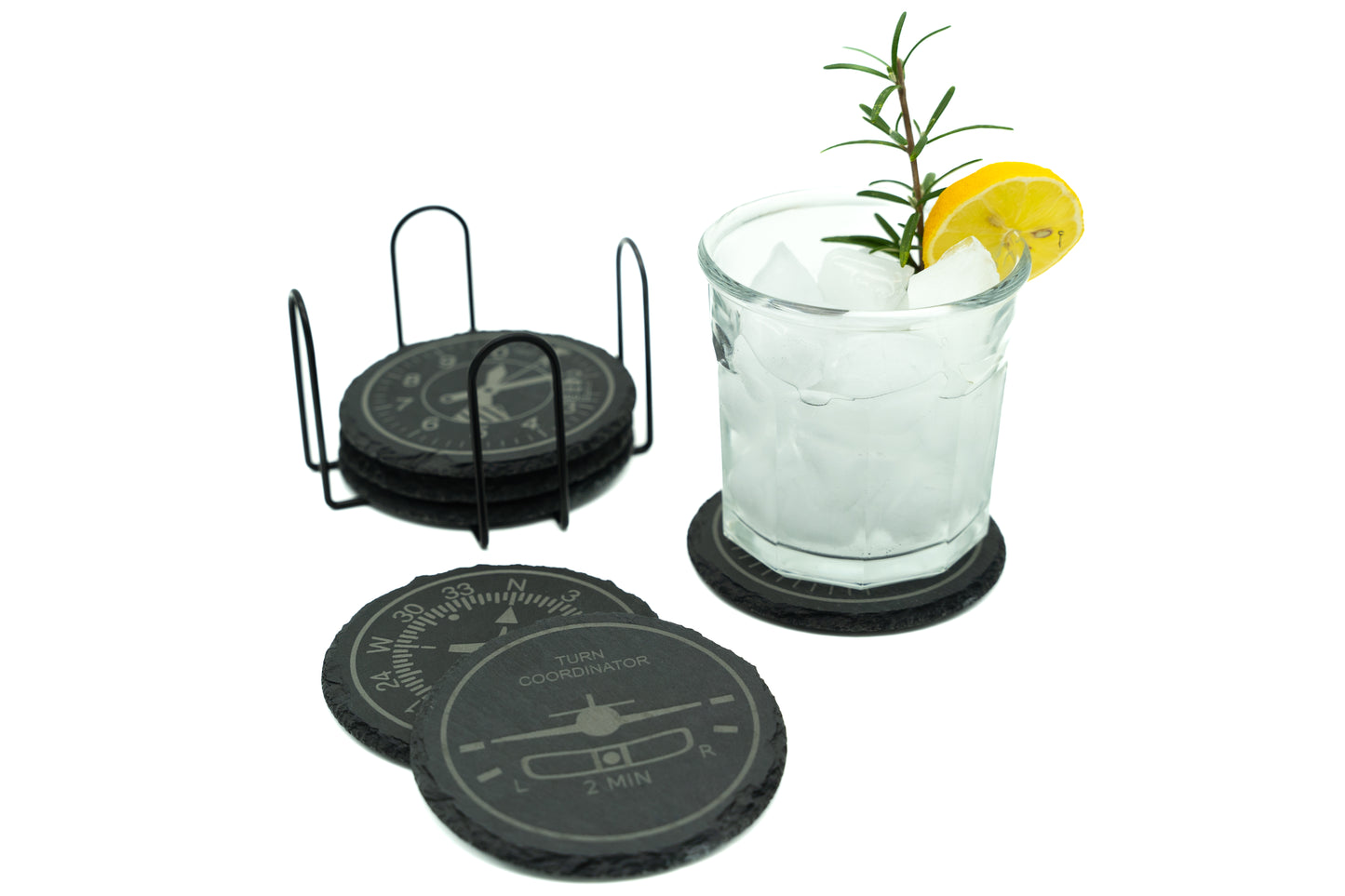 Slate Coasters with Airplane Instruments