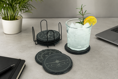 Slate Coasters with Airplane Instruments